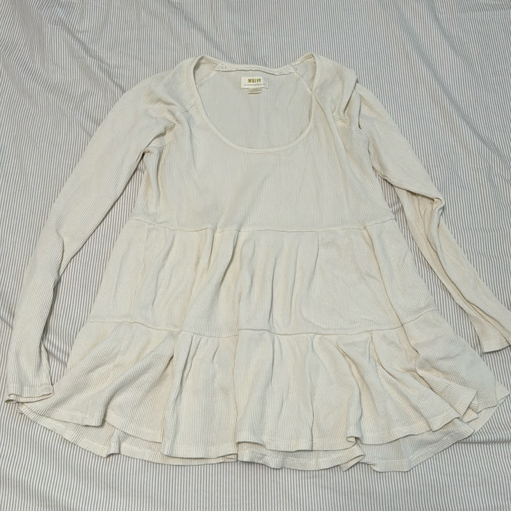 Maeve by Anthropologie blouse. Off white size M flowy top. Waffle texture.